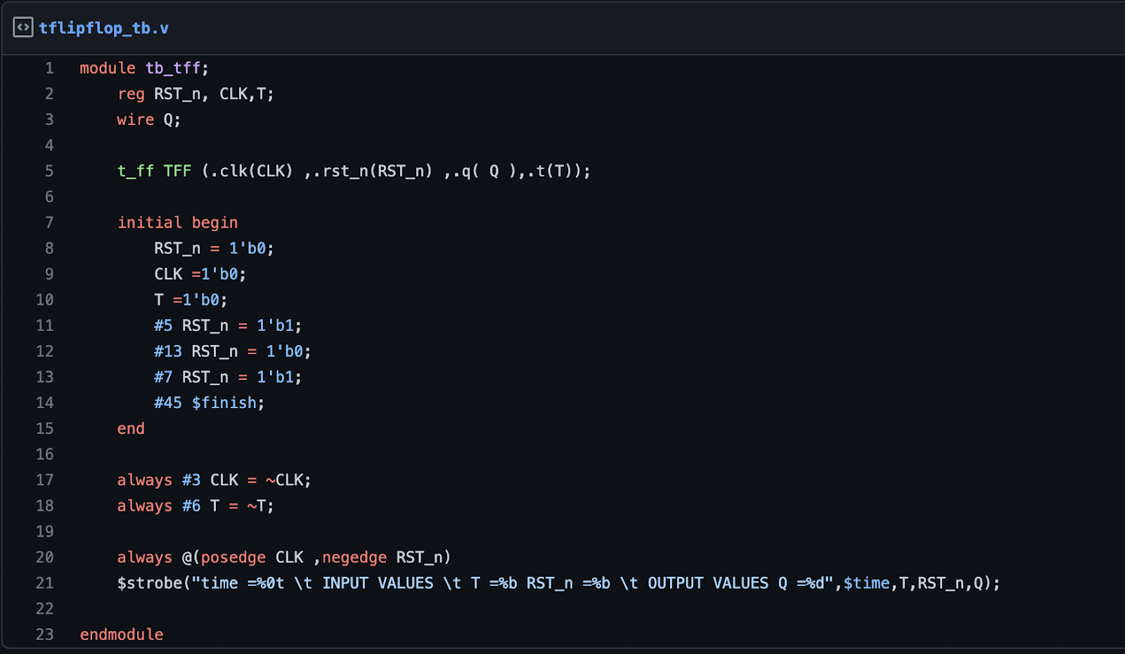 Verilog code examples with testbench